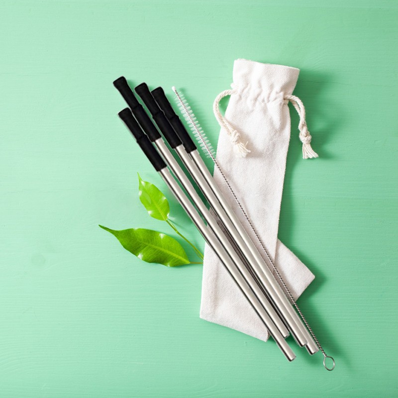 set-de-pailles-reutilisables-en-acier-inoxydable pailles en acier anti gaspillage